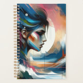 Abstracte vrouw gezicht bruin blauw planner (Voorkant)