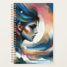 Abstracte vrouw gezicht bruin blauw planner