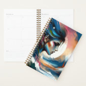 Abstracte vrouw gezicht bruin blauw planner (Display)