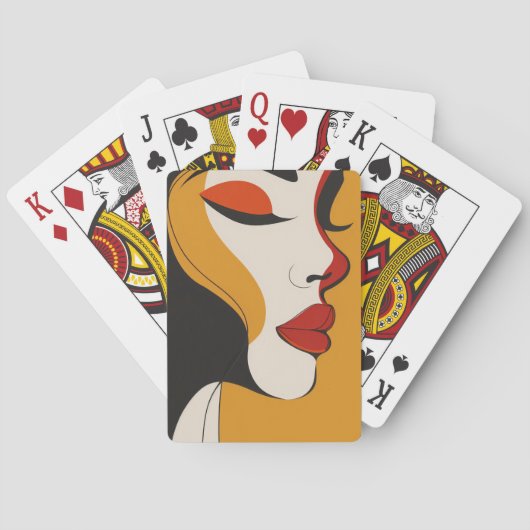 Abstracte vrouw gezicht kunst pokerkaarten (Achterkant)