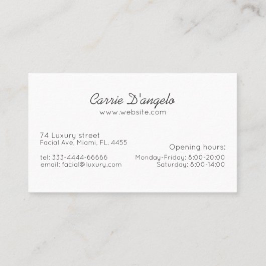 Abstracte vrouw gezicht voor haar en make-up bedri visitekaartje (Achterkant)