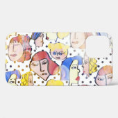 Abstracte vrouw gezichten, waterverf polka stippen Case-Mate iPhone case (Achterkant (horizontaal))