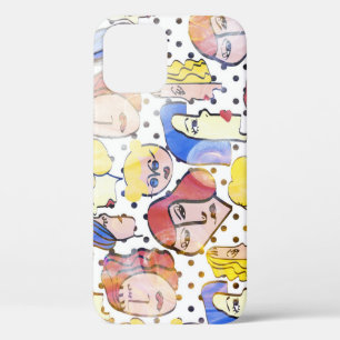 Abstracte vrouw gezichten, waterverf polka stippen Case-Mate iPhone case