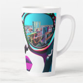 Abstracte Vrouw in Zonnebril City Reflection Latte Mok (Rechts)