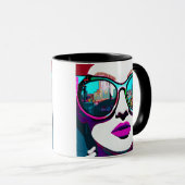 Abstracte Vrouw in Zonnebril City Reflection Mok (Voorkant rechts)