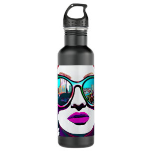Abstracte Vrouw in Zonnebril City Reflection Waterfles