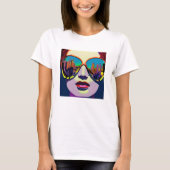 Abstracte Vrouw in Zonnebril met Stadsbezinning T-shirt (Voorkant)