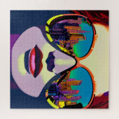 Abstracte vrouw in zonnebril met stadsreflectie  legpuzzel (Horizontaal)
