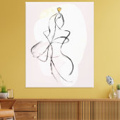 Abstracte Vrouw Kunst, Één Lijnschets Canvas Afdruk (Insitu (Woonkamer))