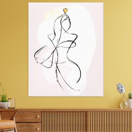 Abstracte Vrouw Kunst, Één Lijnschets Canvas Afdruk (Insitu (Woonkamer))