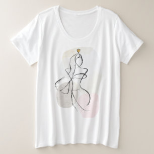 Abstracte Vrouw Kunst, Één Lijnschets Grote Maat T-shirt