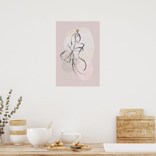 Abstracte Vrouw Kunst, Één Lijnschets Poster (Keuken)