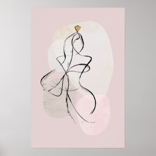 Abstracte Vrouw Kunst, Één Lijnschets Poster