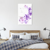 Abstracte vrouw kunst met paarse bloemen spatten canvas afdruk (Insitu (Slaapkamer))