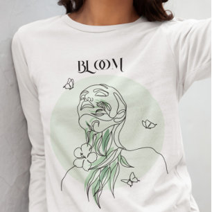 Abstracte vrouw lijn kunst, aardse tonen t-shirt