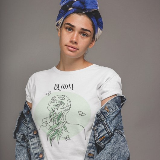 Abstracte vrouw lijn kunst, aardse tonen t-shirt