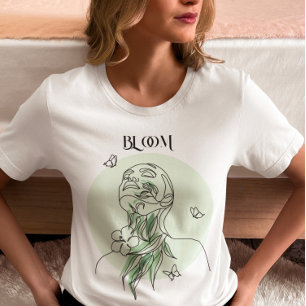 Abstracte vrouw lijn kunst, aardse tonen t-shirt