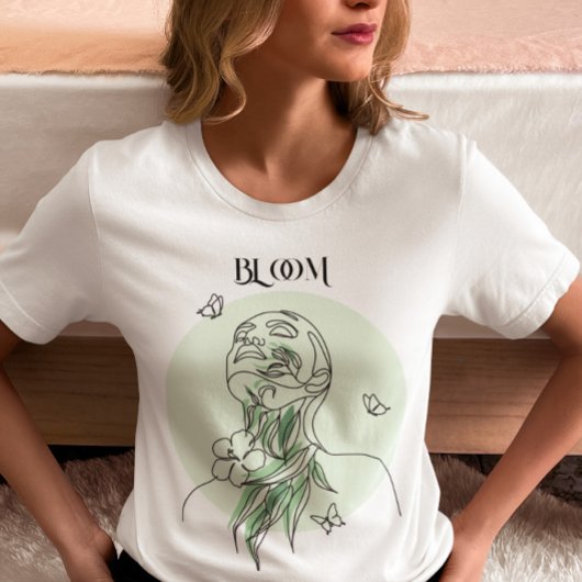 Abstracte vrouw lijn kunst, aardse tonen t-shirt