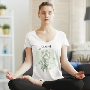 Abstracte vrouw lijn kunst, aardse tonen t-shirt