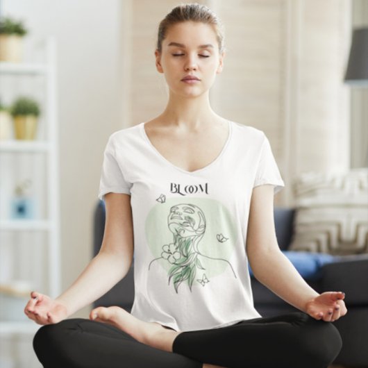 Abstracte vrouw lijn kunst, aardse tonen t-shirt