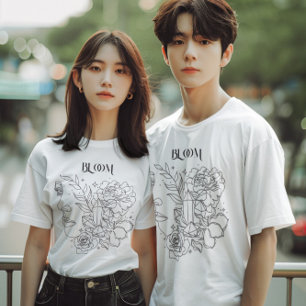 Abstracte vrouw lijn kunst, bohemian boho t-shirt