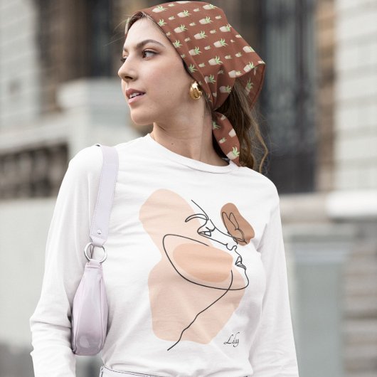 Abstracte vrouw lijn kunst, bohemian boho t-shirt