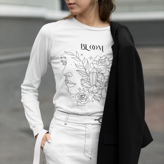 Abstracte vrouw lijn kunst, bohemian boho t-shirt