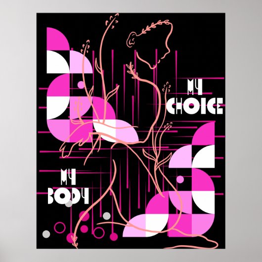 Abstracte vrouw lijn kunst mijn keuze mijn lichaam poster (Voorkant)