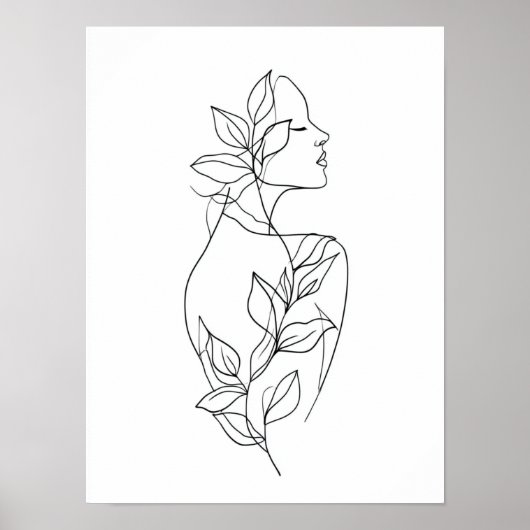 Abstracte vrouw lijnkunst | Botanische minimalisti Poster (Voorkant)