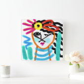Abstracte vrouw met Sun Acrylwand-klok Vierkante Klok (Huis)