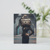 Abstracte vrouw met tas briefkaart (Staand voorkant)