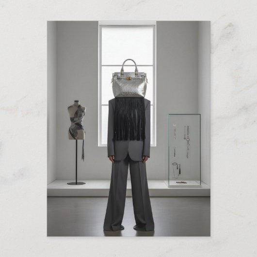 Abstracte vrouw met tas op hoofd briefkaart (Voorkant)