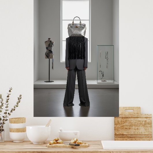 Abstracte vrouw met tas op hoofd poster (Keuken)