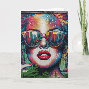  Abstracte vrouw met zonnebril Ai Kunst Blank Kaart