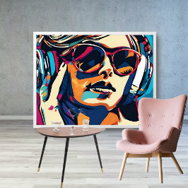 Abstracte Vrouw Muziek Pop Art 2 Poster