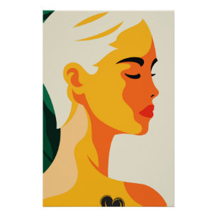 Abstracte vrouw Portret Hart Tattoo Modern Perfect Poster
