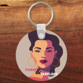 Abstracte vrouw portretteert HEVIG & FABULOUS Mode Sleutelhanger (Voorkant)