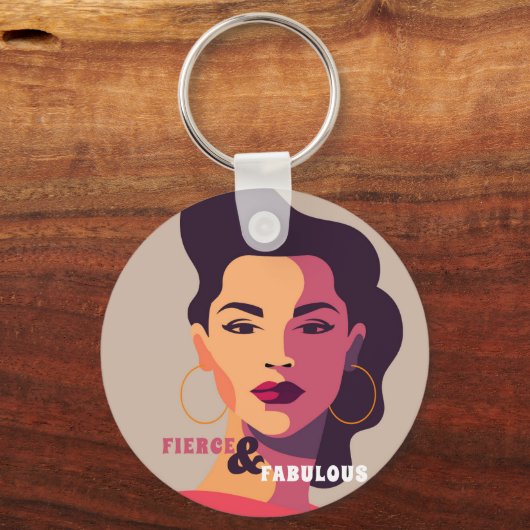 Abstracte vrouw portretteert HEVIG & FABULOUS Mode Sleutelhanger (Voorkant)