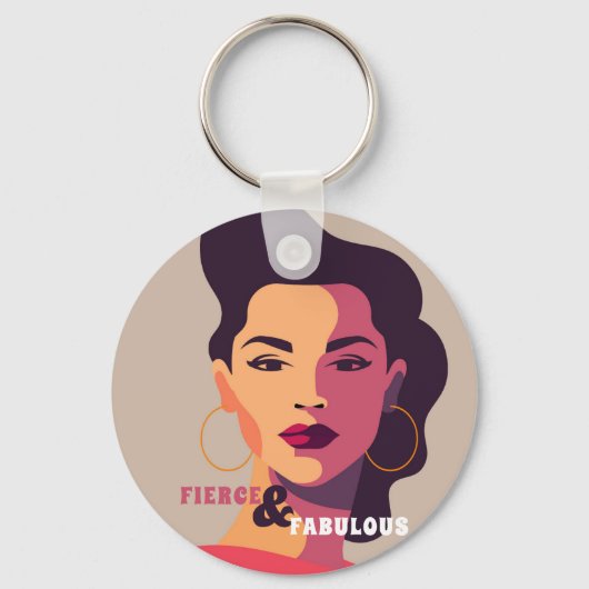 Abstracte vrouw portretteert HEVIG & FABULOUS Mode Sleutelhanger (Achterkant)