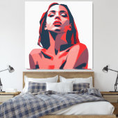 Abstracte vrouw portretteert moderne kunst canvas afdruk (Insitu (Slaapkamer))