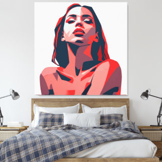 Abstracte vrouw portretteert moderne kunst canvas afdruk