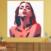 Abstracte vrouw portretteert moderne kunst canvas afdruk (Insitu (Woonkamer))