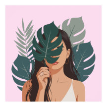 Abstracte Vrouw Print, Waarde Poster Papier (Matte