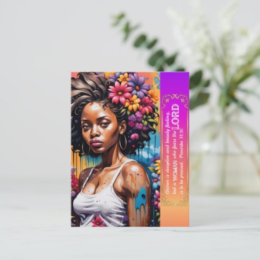 Abstracte vrouw van het geloof Spreuken 31 30 Briefkaart (Staand voorkant)
