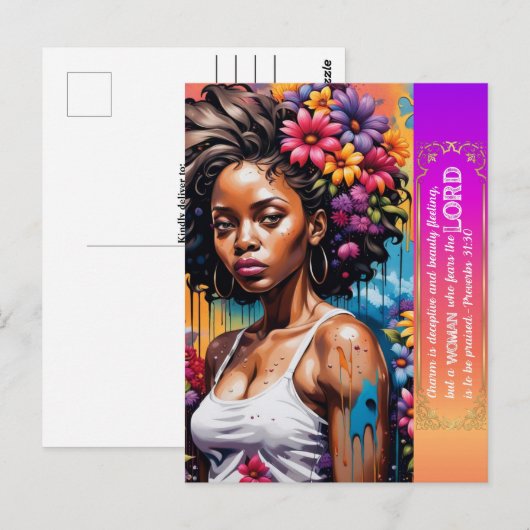 Abstracte vrouw van het geloof Spreuken 31 30 Briefkaart (Voorkant / Achterkant)