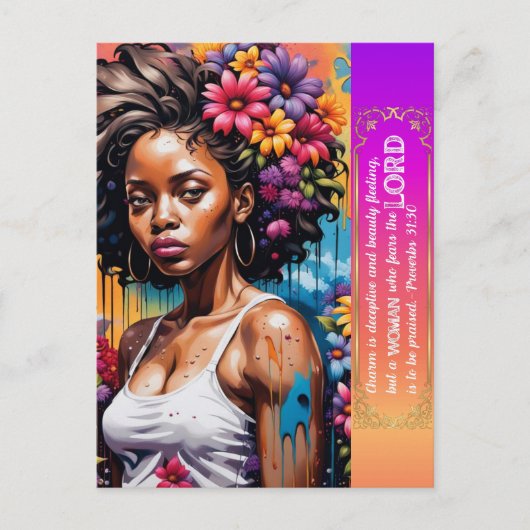 Abstracte vrouw van het geloof Spreuken 31 30 Briefkaart (Voorkant)