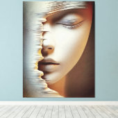 Abstracte Vrouwelijke Gezichtsmuurkunst - Modern T Canvas Afdruk (Insitu (Houten vloer))