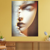 Abstracte Vrouwelijke Gezichtsmuurkunst - Modern T Canvas Afdruk (Insitu (Woonkamer))