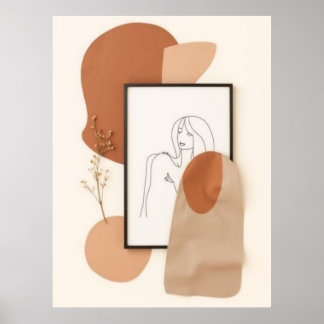 Abstracte vrouwelijke lijnkunst wanddecoratie | Mi Poster