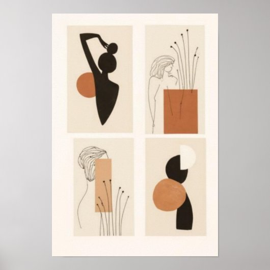 Abstracte Vrouwelijke Muurkunst Set | Modern Minim Poster (Voorkant)